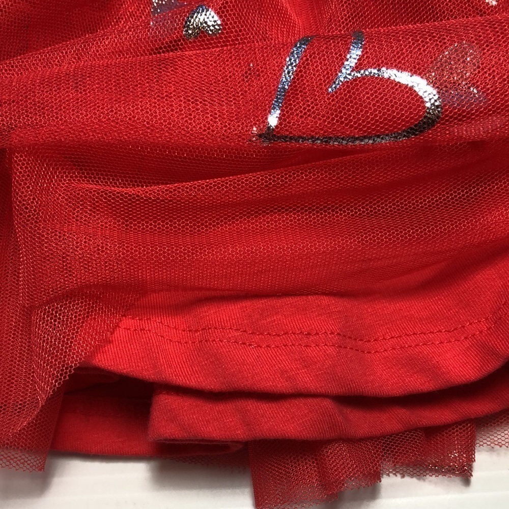 TuTu Valentine Skirt Little Girl Size 24 months Red Silver Hearts 3 layers EUC - Picture 9 of 11